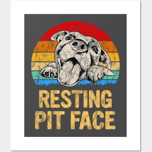 Vintage Pitbull Resting Pit Face - Funny Pitbull Lovers T-Shirt - Adopt ABulls Rescue - Resting Pit Face t-shirt Posters and Art